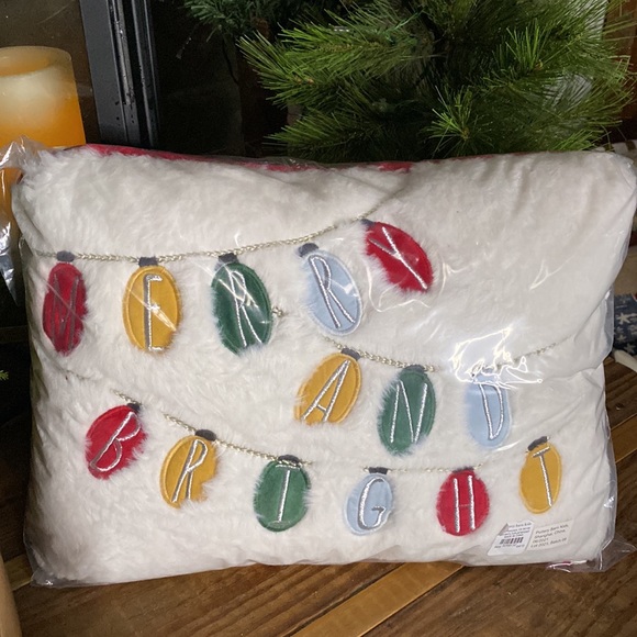 Pottery Barn Kids Holiday Message Merry and Bright LED Light Up Lumbar Pillow 🎄 - Picture 4 of 16